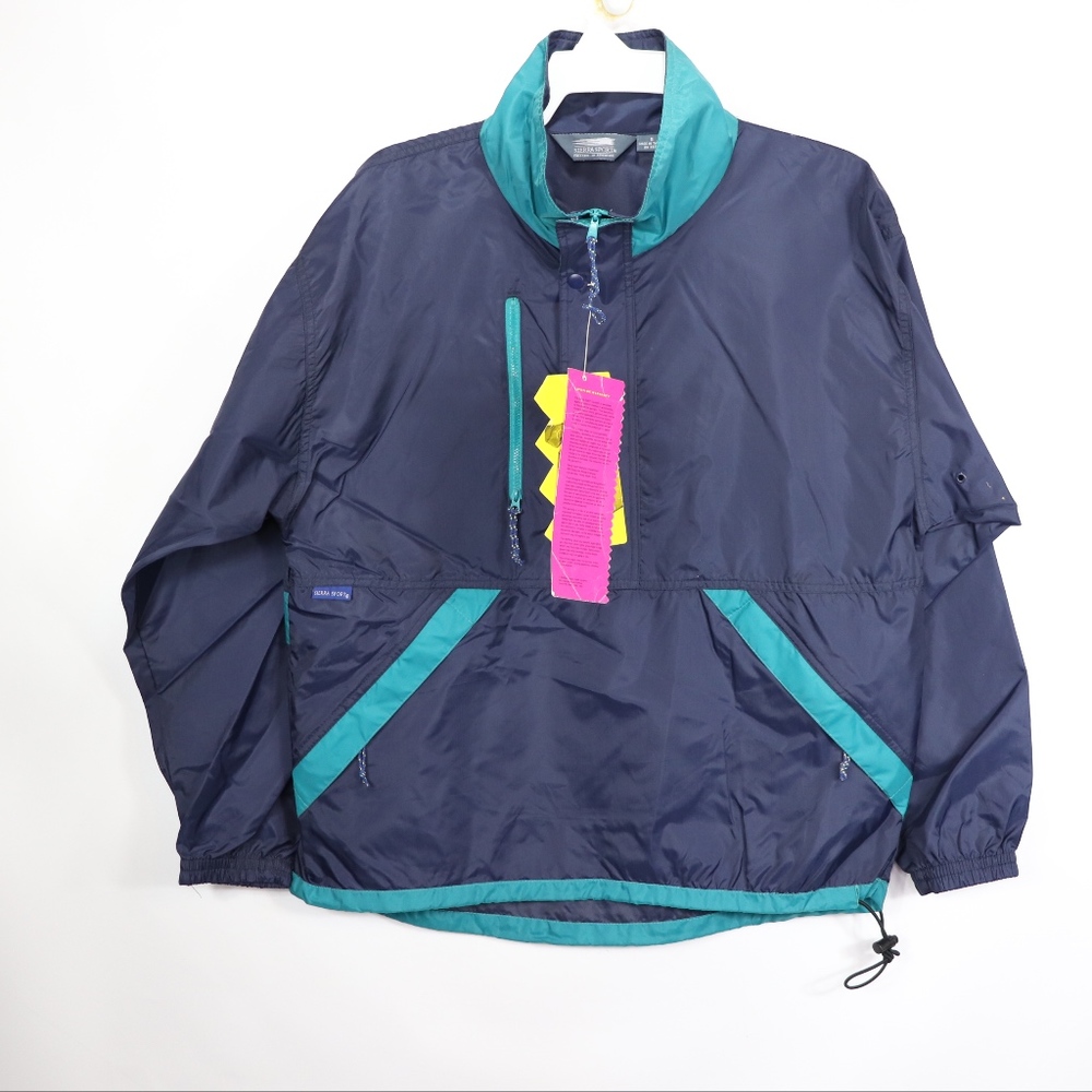 90s New Sierra Sport Windbreaker Jacket Navy Blue